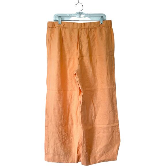 J. JILL Love Linen Orange Semi Elastic Waist Wide Leg Casual Everyday Pants Sz M - Picture 2 of 8